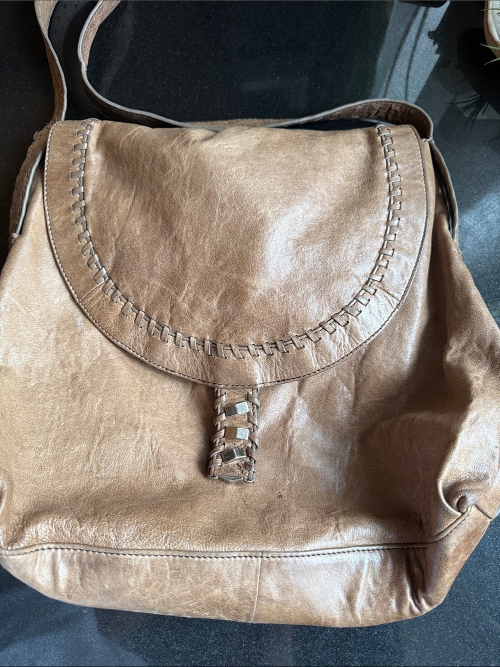 Treesje Tan Leather Shoulder Bag